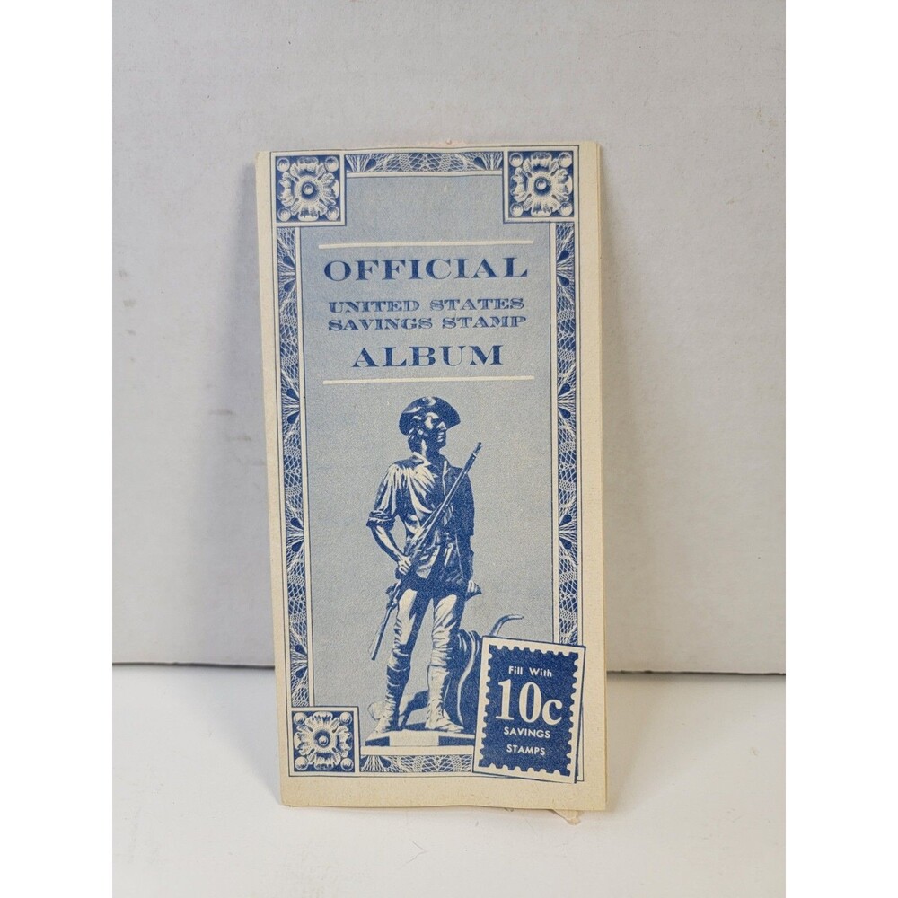 Vintage Official United States Savings Stamp Album 10 Cent Stamps Minuteman